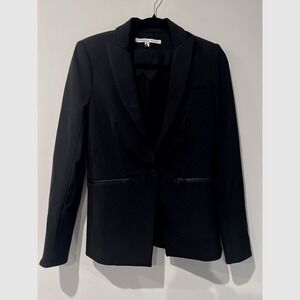 Veronica Beard Scuba Black Tailored Business Blazer with Some Pilling Size 0